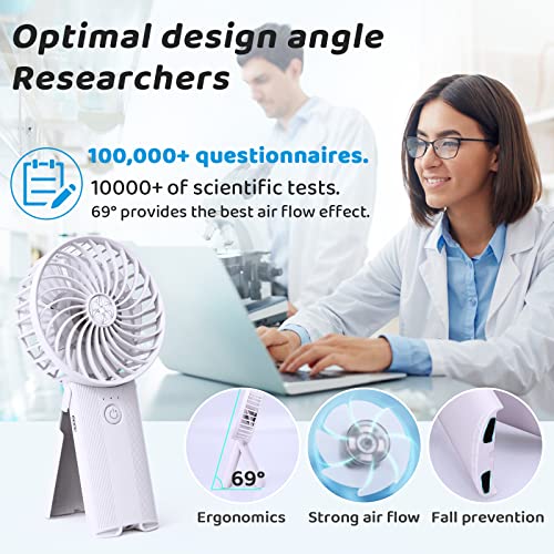 Udodik Portable Hand Held Fan-Handheld Personal Fan Rechargeable With 4 Speeds,Super Quiet,16 Hours Of Use-Perfect For Airplane Beach Travel,Office,Gifts For Women-White #TOP7