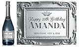 TigerMill Publishing Personalised Silver Effect Baroque Style Champagne Labels for Any Occasion or Event, Birthday, Wedding, Engagement, Anniversary, Hen Night, Christmas etc (Silver/Silver)