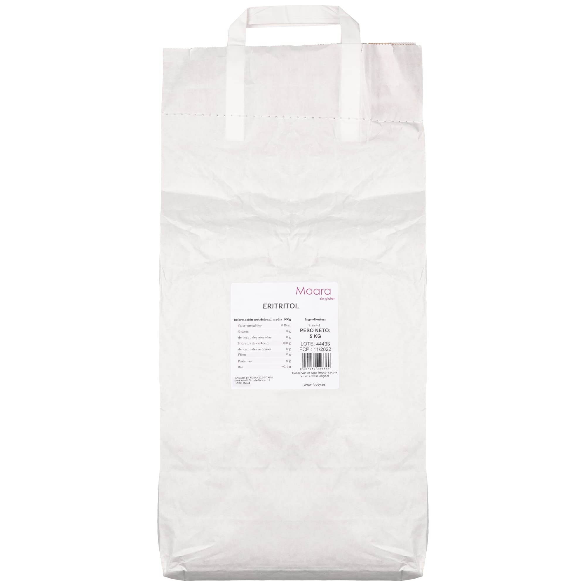 Eritritol 5 kg | Edulcorante Natural Sin Aporte de Calorías |Perfecto para Dietas Keto, Paleo | Vegano, Sin Gluten, Sin Lactosa