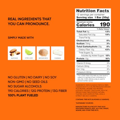 Image of TRUBAR Vegan Protein Bar, I Scream for Orange Cream, Gluten Free, Plant Based Protein, Dairy Free, Non GMO, Soy Free, No Sugar Alcohols, 12G Protein, 13G Fiber, Healthy on the Go Snack Bars, 12 CT