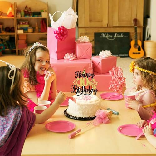 Image of Confetti! Glittering 10th Birthday Cake Topper with Star Hat - Cheers to 10 Years! Fabulous Cake Decorations for Kids' 10th Birthday & Anniversary Party Supply