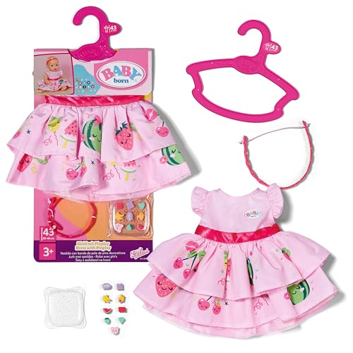 BABY born Pin-Play Dress - Doll Dress & Headband Set - for All 17" Dolls - Includes Decorating Pins & Storage Box - Doll Clothes