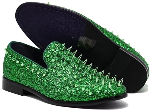 Image of SPK16 Men's Vintage Spike Dress Loafers Slip On Fashion Shoes Classic Tuxedo Dress Shoes