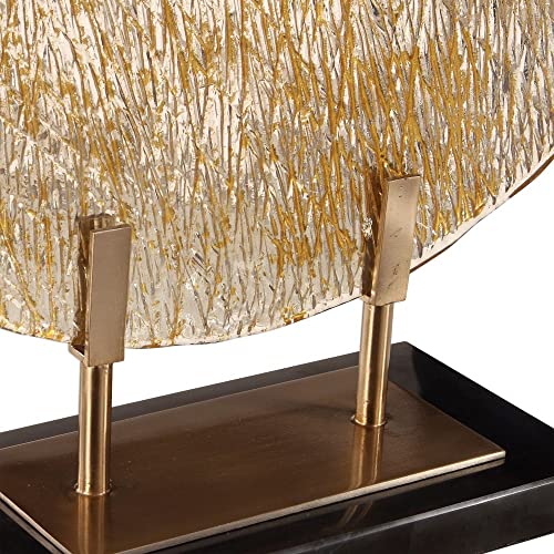 Uttermost Layan 21" High Gold Rippled Art Glass Charger con soporte miniatura 4