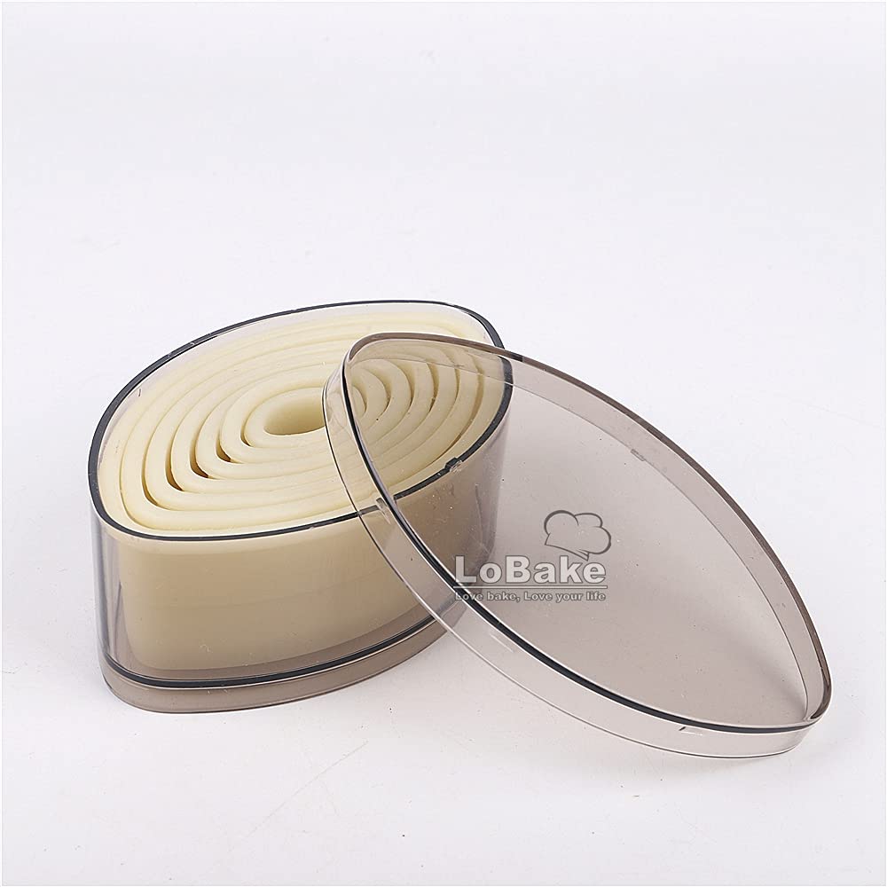 LoBake Various Sizes Oval Heart Round Square Star Moon Flower Shape Nylon Plastic Cookie Biscuit Cutter Decoration DIY Pastry Cutters (Fluted Eye