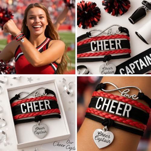 Image of Sportybella Cheer Captain Charm Bracelet- Girls Captain Cheerleading Bracelet- Cheer Jewelry for Cheerleader