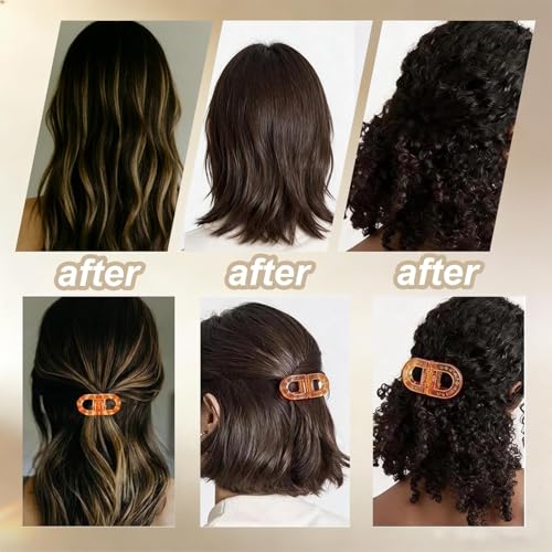 Image of 2 Pcs Hair Clutchers for Women, Magnetic Hair Clip, 2-in-1 Section Clips for Hair Styling, Daily Use and Professional Salon Clutcher Hair Accessories, Black Brown Print Hair Claw Clips (Orange and Brown Leopard)