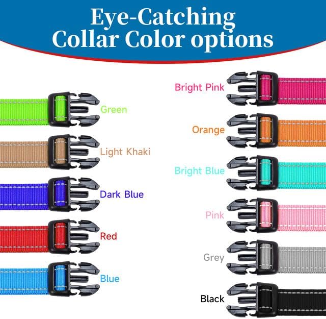 Miniatura 7 de Collares de perro personalizados, collar de perro bordado reflectante personalizado con nombre y números de teléfono, nailon suave ajustable