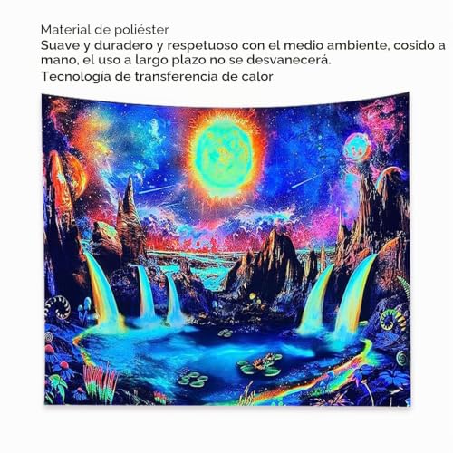 Tapiz de paisaje reactivo UV que transforma tu salón con su impresionante luz negra decorativa 3