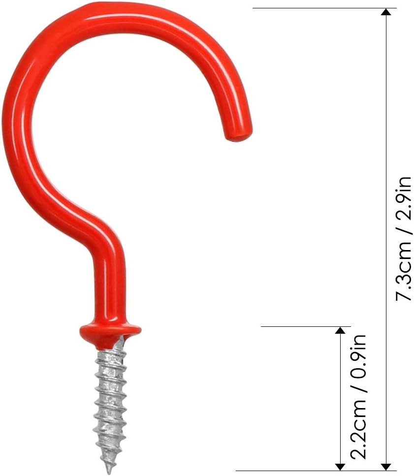 Get Cheap Price 25 pack Cup hooks, 2.9 inch, FineGood vinyl coated screwdriver For indoor and outdoor use - Red