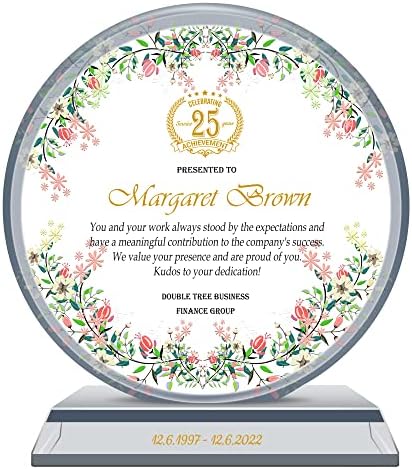 Array Stars Personalized Boss Appreciation Gift Plaque for Retirement Birthday Church Teachers, Unique K10 Crystal Clear Circle Award with Customized Name and Appreciation Message (M-7")