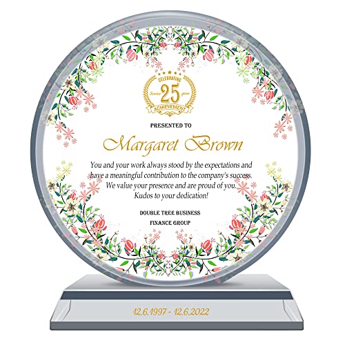 Array Stars Personalized Boss Appreciation Gift Plaque For Retirement Birthday Church Teachers, Unique K10 Crystal Clear Circle Award With Customized Name And Appreciation Message (M-7") #TOP2