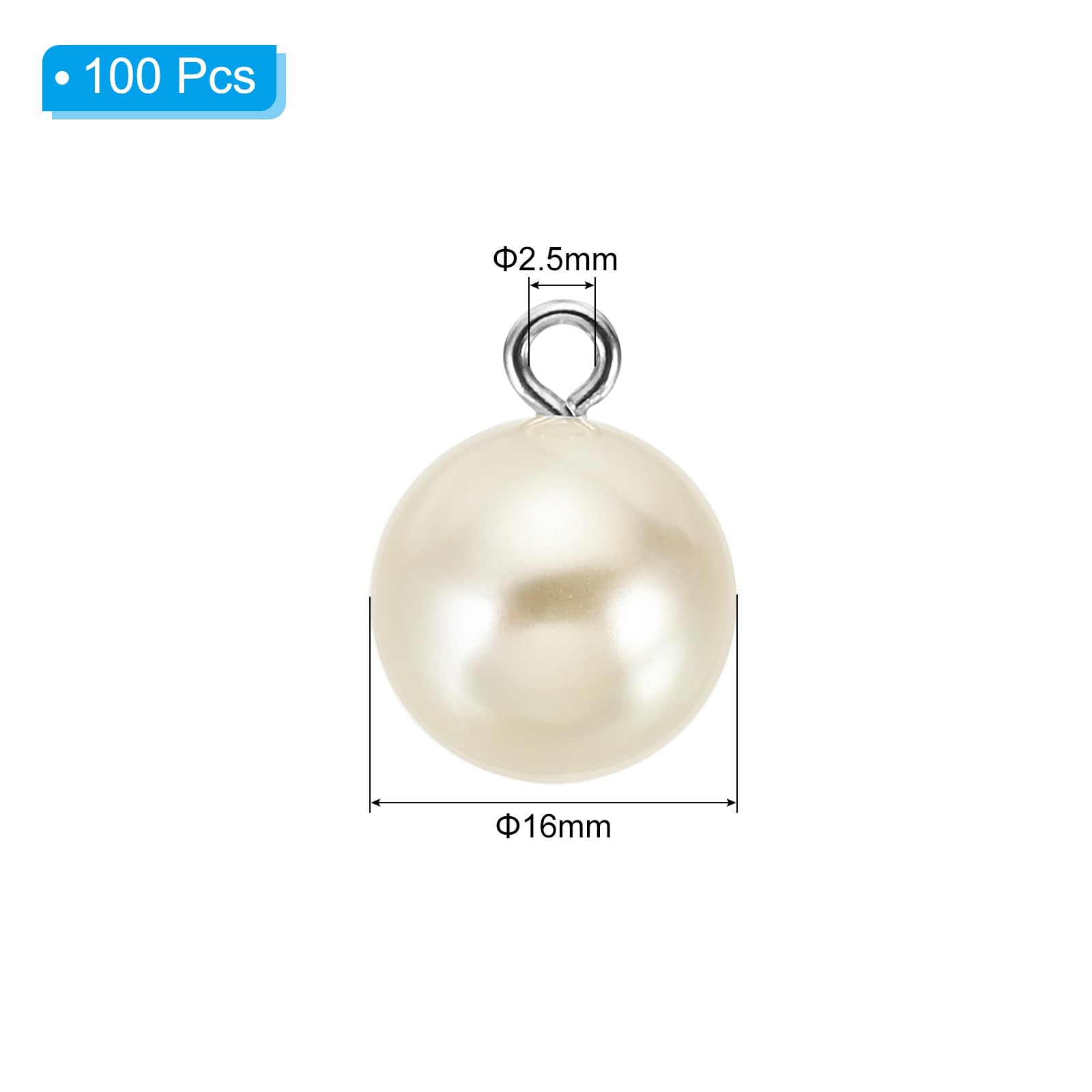 PATIKIL 16mm Pearl Charm, 100pcs Pearl Beads Faux Pearl Pendant Charm Beautiful DIY for Making s Wedding Crafts Silvery Beige - Image 2