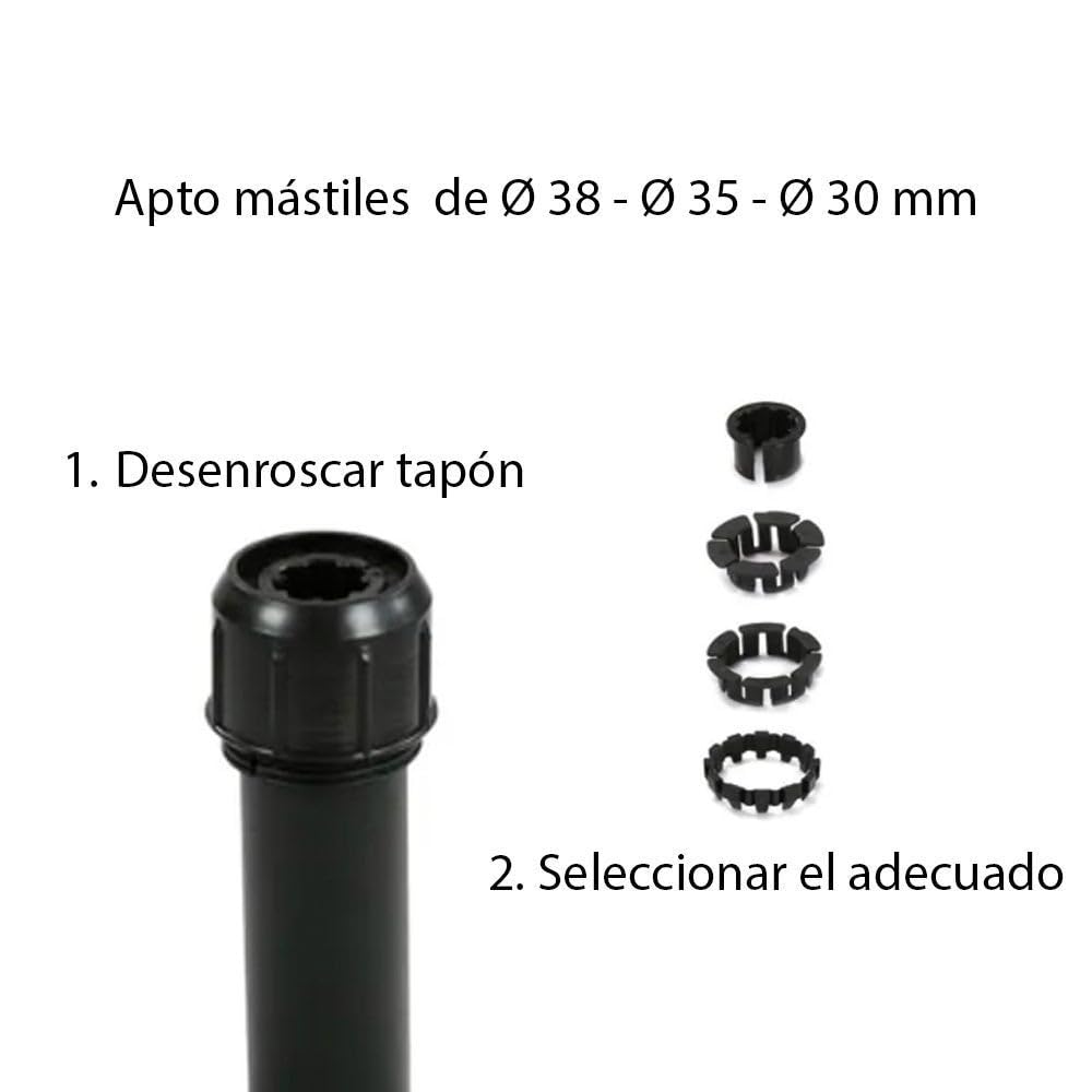 LOLAhome Base de Parasol Marrón de 16 kg de Cemento | De Ø 45x5cm con Tubo de Acero | para parasoles de Tubo Ø 30 a 38 mm | Pintura Resina epoxi Anticorrosión | para Exterior, jardín, terraza