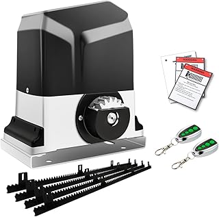 TOPENS RK1200T Automatic Sliding Gate Opener Rack Drive Electric Gate Motor for Heavy Driveway Slide Gates Up to 3400 Pounds, Security Gate Operator AC Powered with Nylon Gear Rack and Remote Control