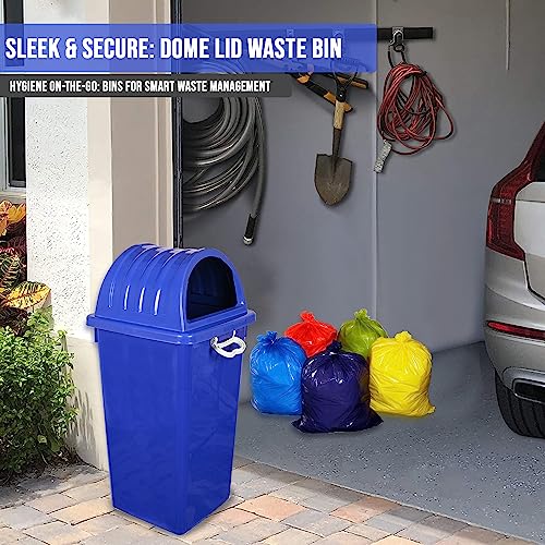 Image of Zureni 60 Litre Dome Bin Large Capacity Garbage Bucket Sturdy and Durable Trash Can Dustbin Ideal for Restaurant Office & Kitchen (Pack of 3, Blue)