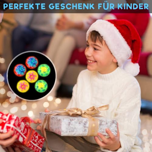 Joycabin 6 Stück Leuchtend LED Beleuchtung Hüpfball, Sprünge Gummiball, Galaxy Ball, Flummies, Space Ball, Knallendes Geräusch Machen