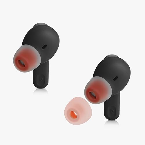 Miniatura 7 de kwmobile 6 almohadillas de repuesto compatibles con JBL Tune 230 NC TWS  T230NC - Puntas de silicona para auriculares, color negro