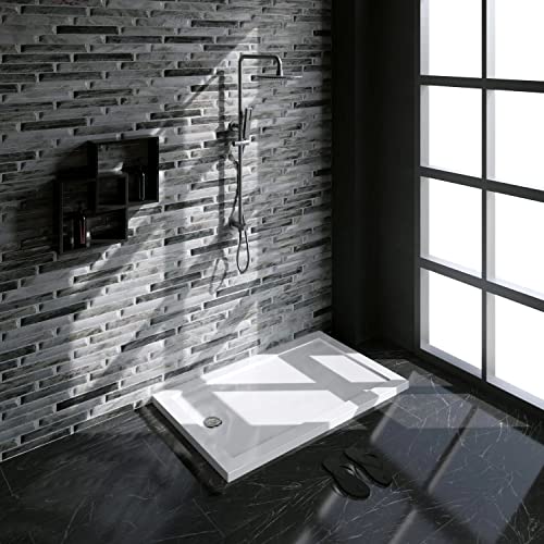 Piatto Doccia 70X140 Rettangolare Acrilico Bianco Lucido Ultraslim Altezza 4Cm Piletta Inclusa - 2