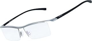 Agstum Herren Titan Brillengestell Semi-randlos Brillen Business-optische Gläser Rahmen (silber)