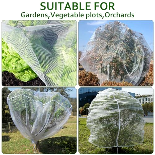 10 x 10 Ft Large Fruit Tree Netting, Garden Netting Cover with Zipper and Drawstring, Garden Netting Garden Mesh Bird Netting Cover for Protecting Trees Vegetables Flowers
