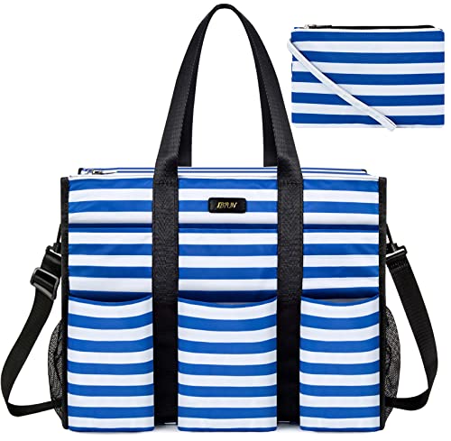 Image of IBFUN Utility Tote Bag with 24 Pockets, Large Teacher Tote for Women with Laptop Compartment, Travel Tote Bag with Zip Top