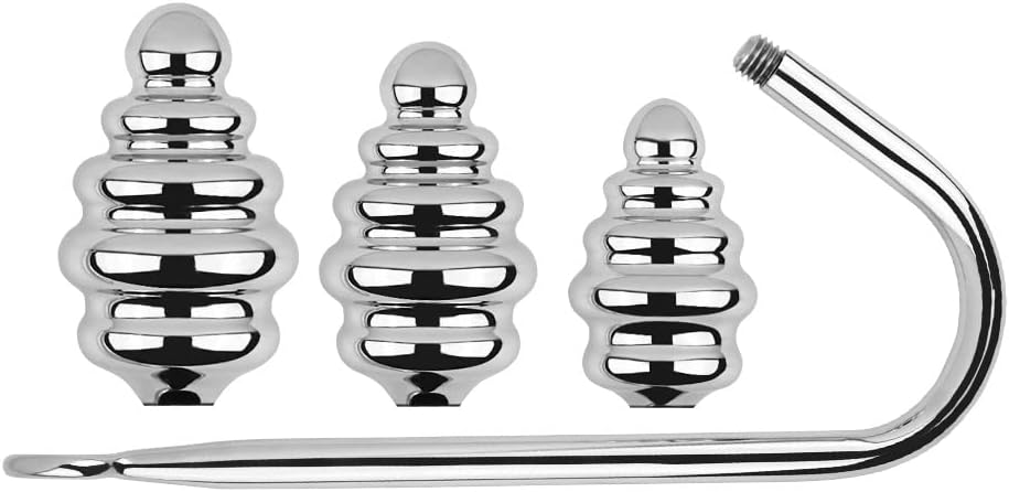 3 Interchangeable Balls Stainless Steel Spiral Anal Hook Fetish Bondage Hook Sex Toy for Unisex Adults Couple Lovers Butt Plug Prostate Massage G-spot