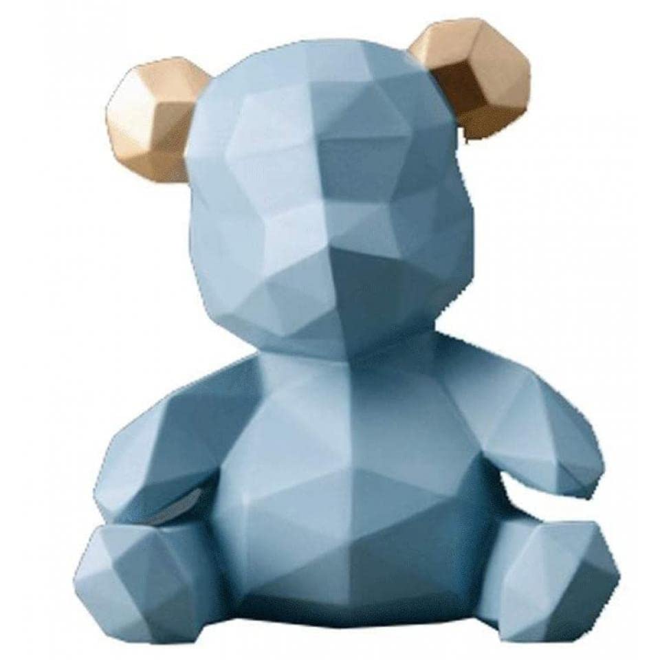 Aiwanto Creative Teddy Bear Resin Material Nursery Décor Home Decoration Teddy Bear Figurines (Blue)