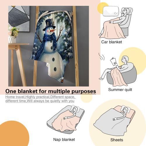 Manta Polar 220 x 240 MuñEco de Nieve Blanco, Mantas de Franela Mantilla para Cama 135/150, Microfibra Manta de Viaje Multiuso para Oficina Niños y Adultos, 220x240 cm A248