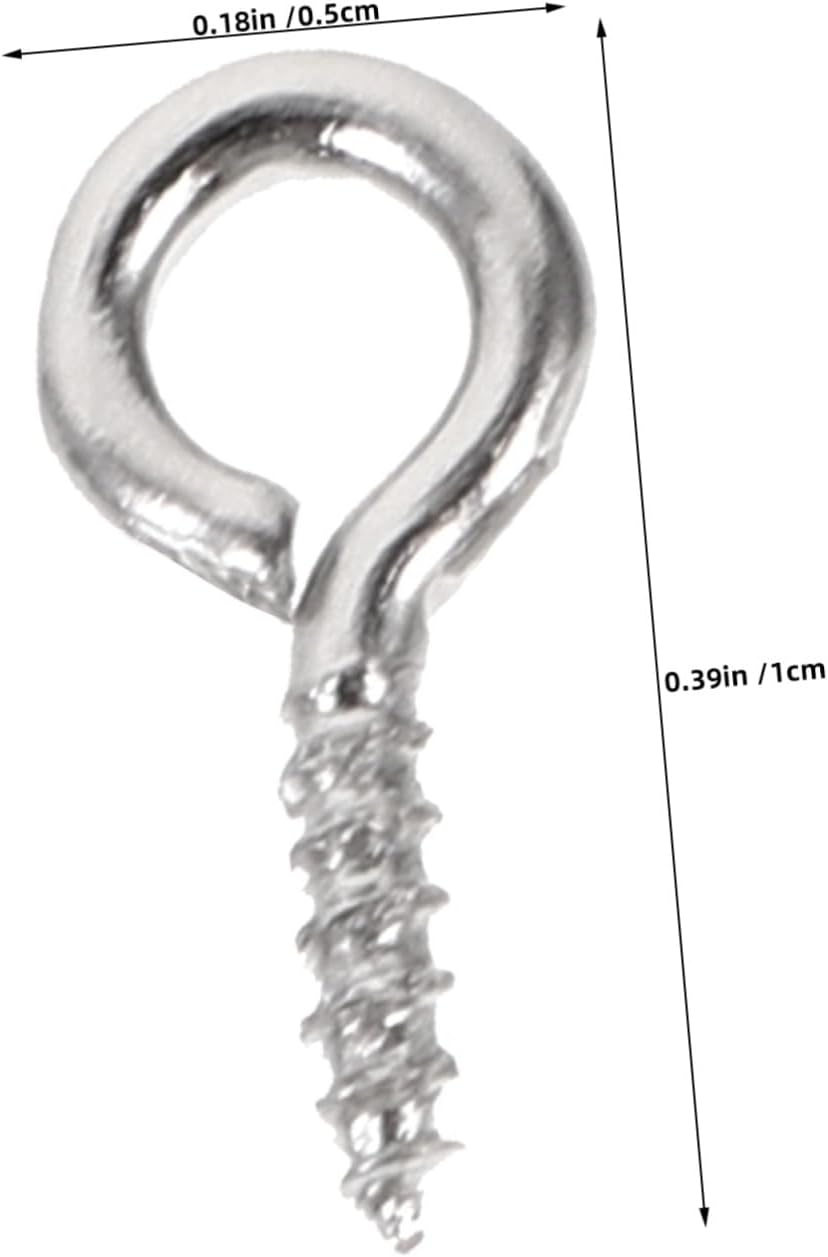 Generic 600pcs Small Eye Screws for Jewelry Making, 10mm Silver Iron Screw Eye Pins and Hooks, Secure Hanging Solution for Pendants and Beads, for Necklace and Earring Assembly