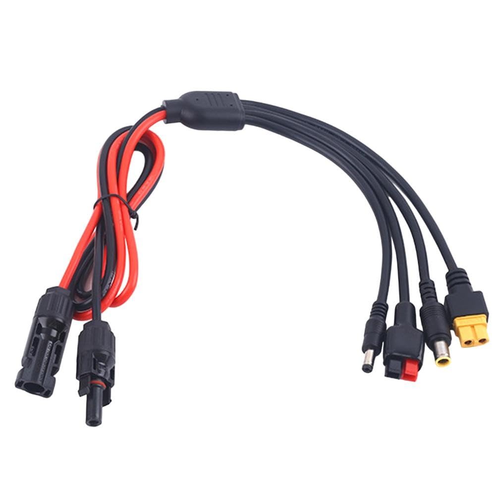 4-in-1 Solarpanel-Adapter-Kit mit XT60, DC5521 und DC7909 Steckern zum Aufladen von Kraftwerken, 12AWG-18AWG Drähte, kompatibel mit ECOFLOW River/Delta, Anker 521/A1294, Pow