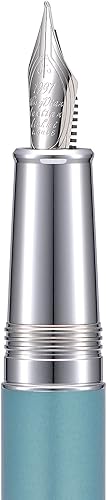 Vista 31 de Asvine Hongdian 620 Pluma estilográfica de metal azul punta extra fina pluma clásica pluma oficina escritura con caja de metal