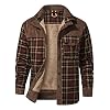Men’s Long Sleeve Sherpa Lined Shirt Jacket Flannel Plaid Fleece Coats