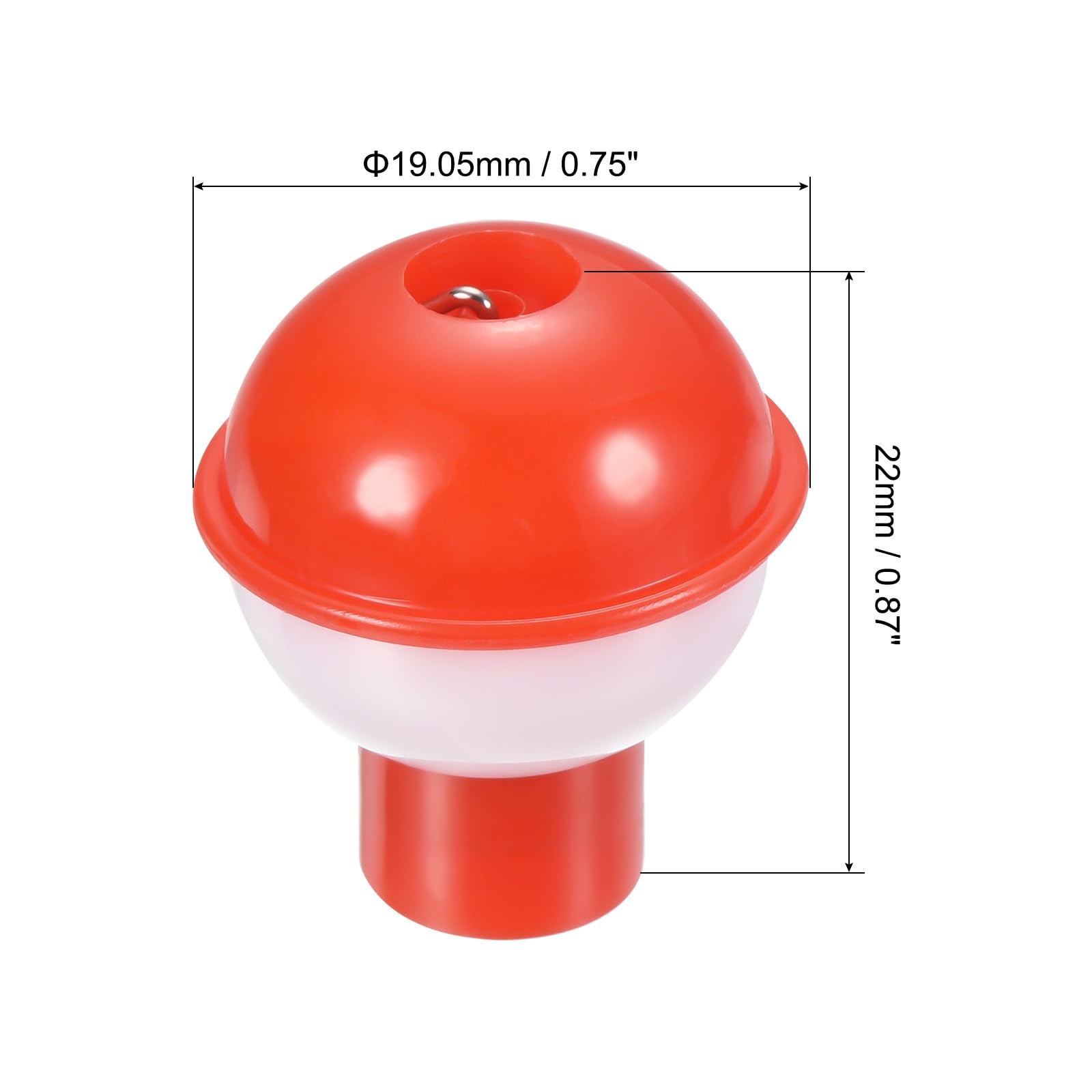 PATIKIL 0.75 Inch Fishing Bobber, 24 Pack Hard ABS Push Button Round Buoy Fishing Float Tackle, Red and White - Image 2