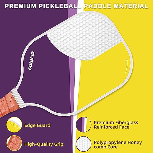 Image of OLANNY Graphite Pickleball Paddles Set- Premium Rackets Fiber Face & Polymer Honeycomb Core Pickleball Set Includes Pickleball Paddles + Pickleball Balls+ Replacement Soft Grip + 1 Bag