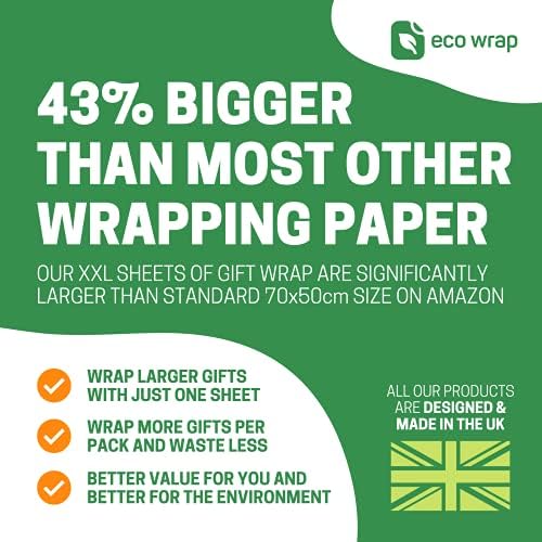 EcoWrap Unicorn Kids Wrapping Paper with Birthday Card and Tags - Eco Friendly Premium Recyclable 84cm x 60cm Gift Wrap for Girls in Plastic Free Packaging (4 Sheets & 4 Tags)