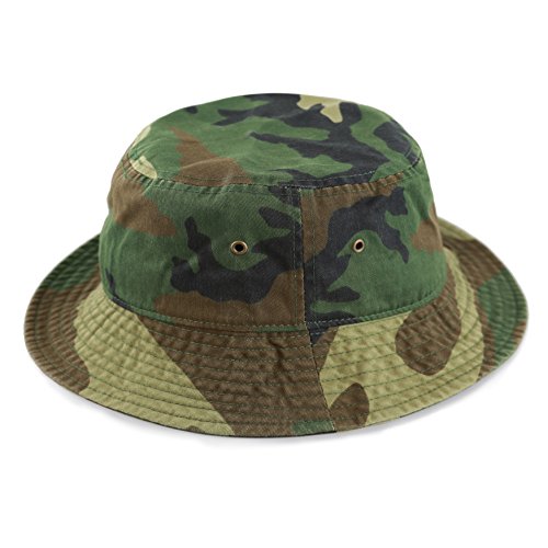 The Hat Depot Youth Kids Washed Cotton Packable Bucket Travel Hat Cap (7-10Yrs, Woodland Camo) #TOP1