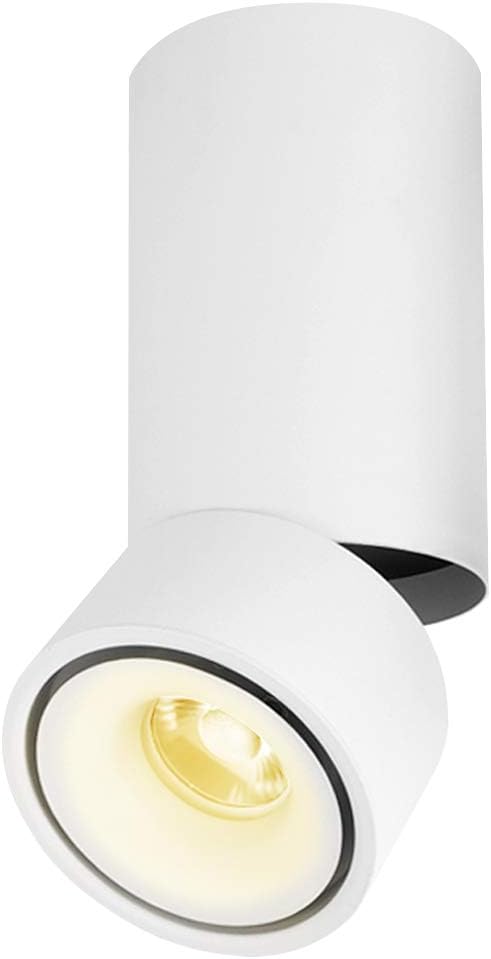 Indoor 15W LED Spotlight Wall Light 360°Adjustable Ceiling Downlight /Surface Mounted COB Lighting LED/Warm White 3000K/ 10X20CM/Aluminum Wall Lamp or Spot Light (White-3000K)