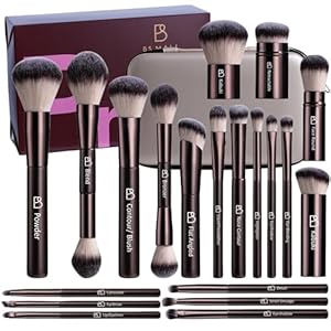 Professional Makeup Brushes BS-MALL With Travel Case – Kabuki Brush Eyeshadow Brush, Concealer Brush, Blush Brush Bronzer & Foundation Brush 20 Pcs, Labeled Daily Use & Versatile Occasions Gift Box