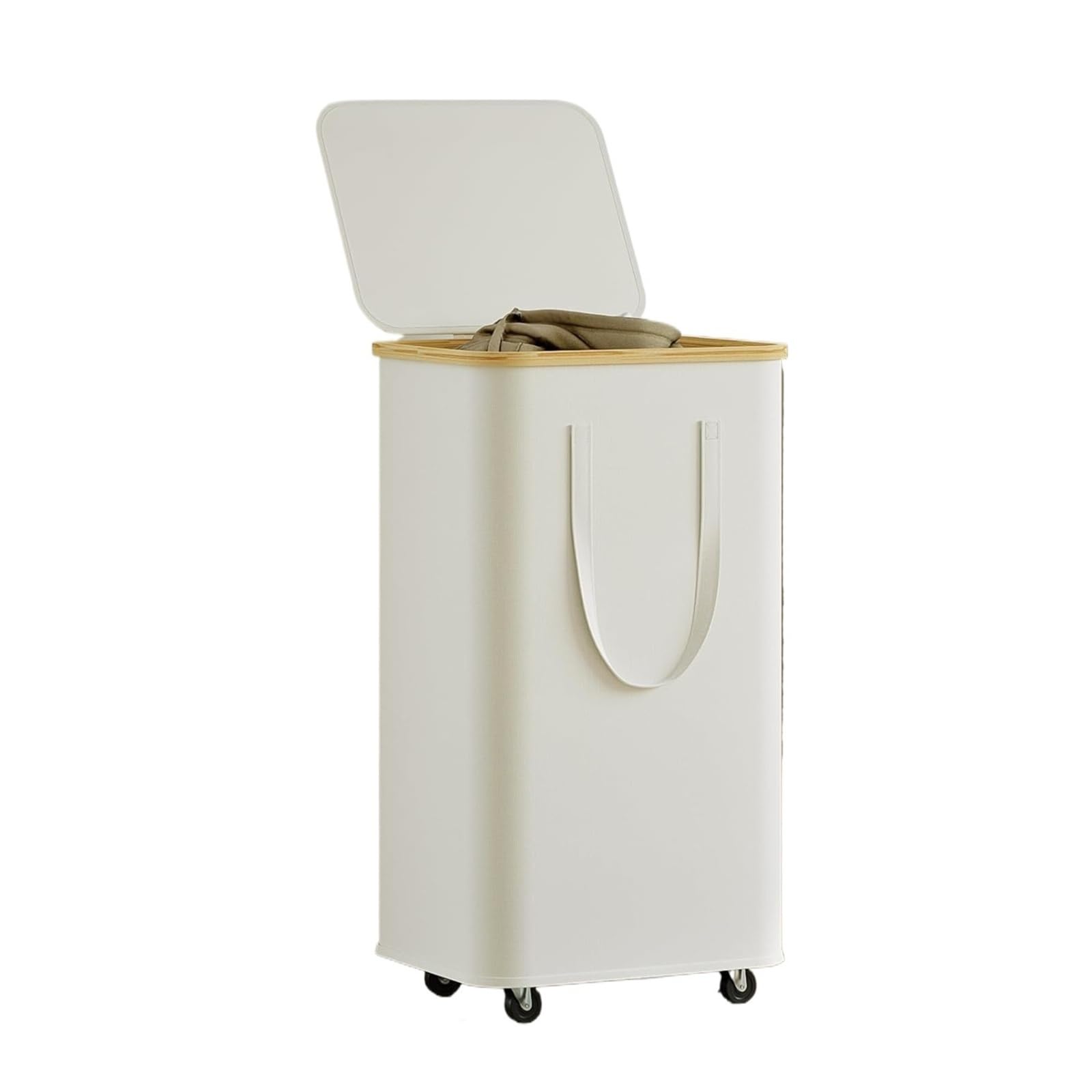 Roller laundry basket (60L/100L) Large Capacity Foldable Laundry Basket(Beige-100L)