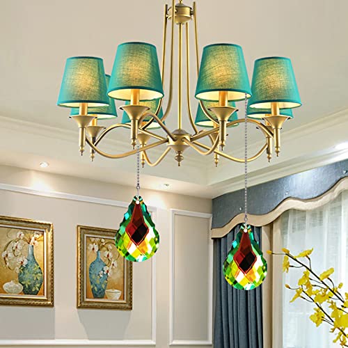 Image of 2pcs Crystal Prisms Pull String Light Fixture Fan Pull Chain Extender Connectors Pendant