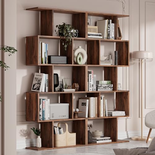 Cozy Castle Set of 2 Geometric Bookcase, S-Shaped Modern Bookshelf, Room Divider Bookshelf, 62' Tall...