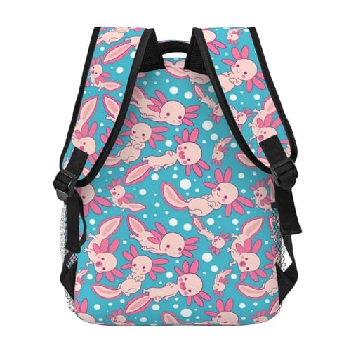 Axolotls Backpack Large Capacity Lightweight Casual Travel Sports Backpack 11.4X7.8X15.7 inch4