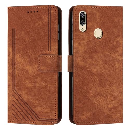 Housse Huawei P20 Lite marron anti-chute avec dragonne intégrée
