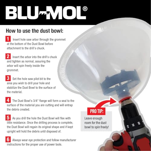 Disston E0215000 Blu-MOL RemGrit Hole Saw Accessories Silicone Dust Bowl, for Installing Recessed Lights and Works with All Hole Saws Compatible with Fiberglass by Disston - Image 3