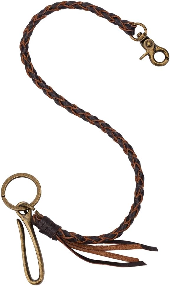 Genuine Leather Pant Chain braid Tassel Keychain Trousers Clasps Pants Chains for Men Women Daily Clothing