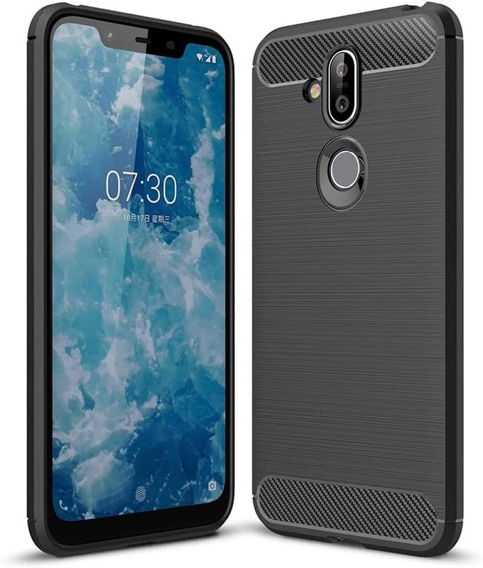 Image of Hybrid Carbon Fiber Back Case for Nokia 8.1 / X7 (Black)