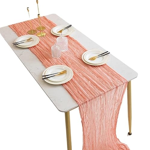 Chiffon Table Runner Semi-Sheer Gauze Table Runner Cheesecloth Setting Dining Vintage Wedding Decoration Banquets Arches Retro Decor(Geige,90x400cm)