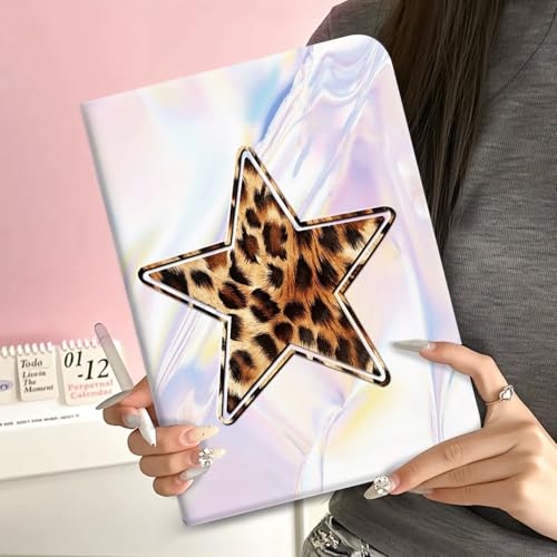 Étui iPad 11 2025 avec porte-crayon imprimé léopard chic Y2K pour 10e génération