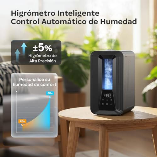 Miniatura 5 de Aroeve 5l Humidificador Bebes, Ultrasónico Niebla Fría Con Difusor De Aromas, Higrostato Inteligente, Luz Nocturna, 50h Duración, Apagado Automático, 25db Silencioso Para Dormitorio Oficina Y Plantas